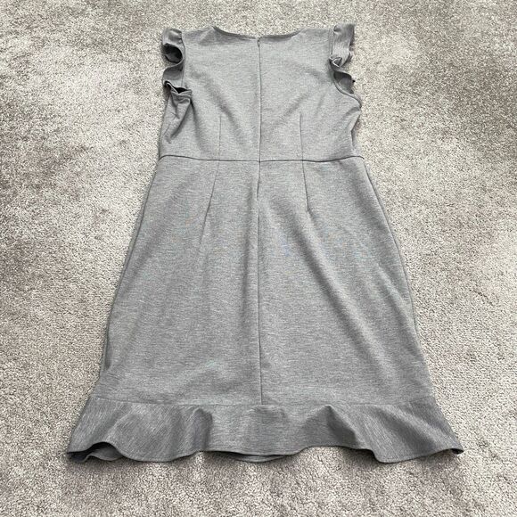 Old Navy Flutter Ruffle Sheath Dress Womens Large Gray Ponte Knit Stretch Work - Picture 2 of 13
